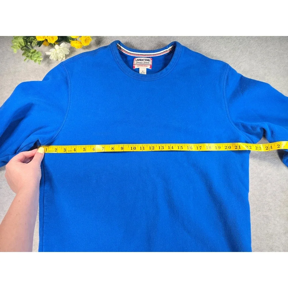 Lands End Serious Sweats Mens Medium Blue Crewneck Fleece Sweatshirt Cozy
